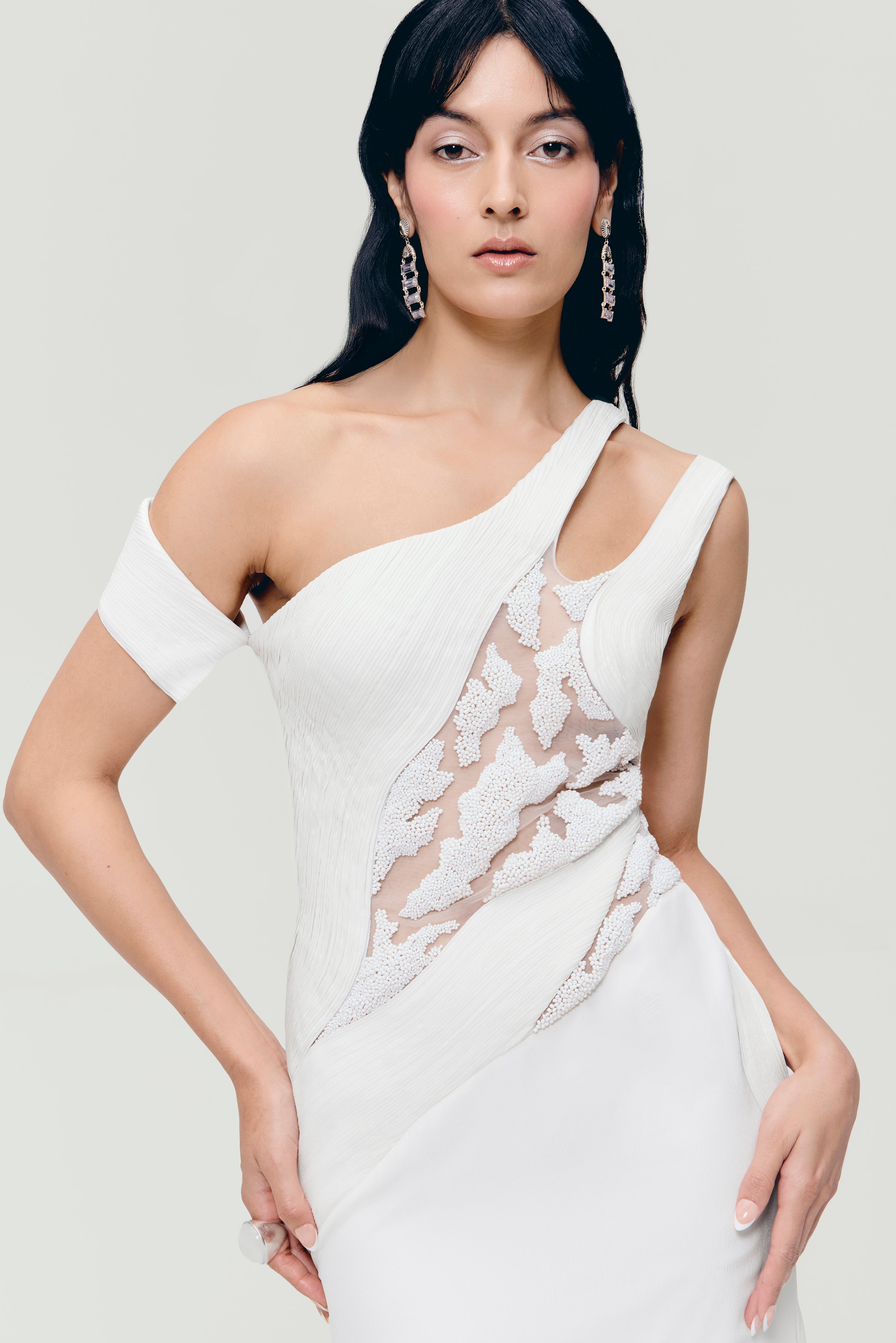 Gres Pleated Gown in White