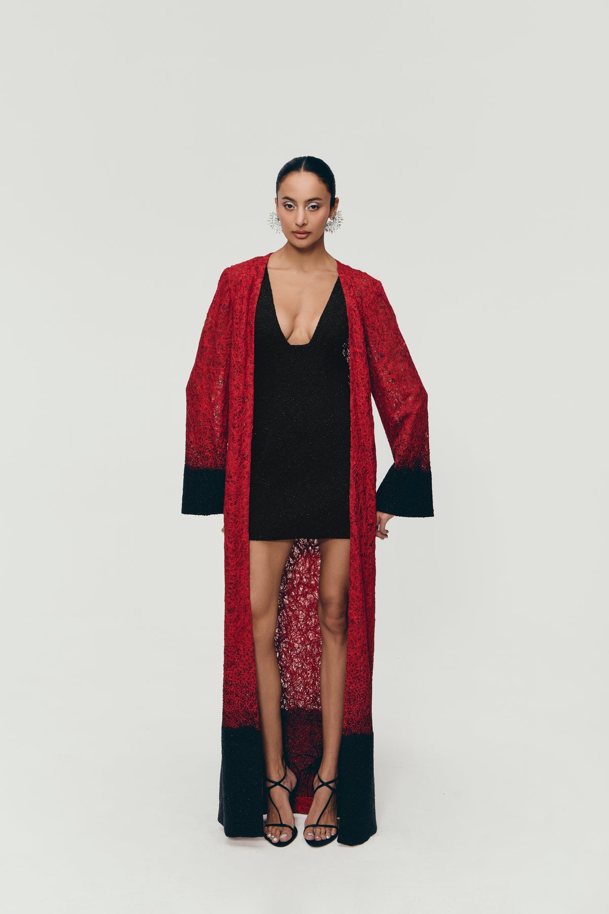Hand Felted Gradient Jacket in Red