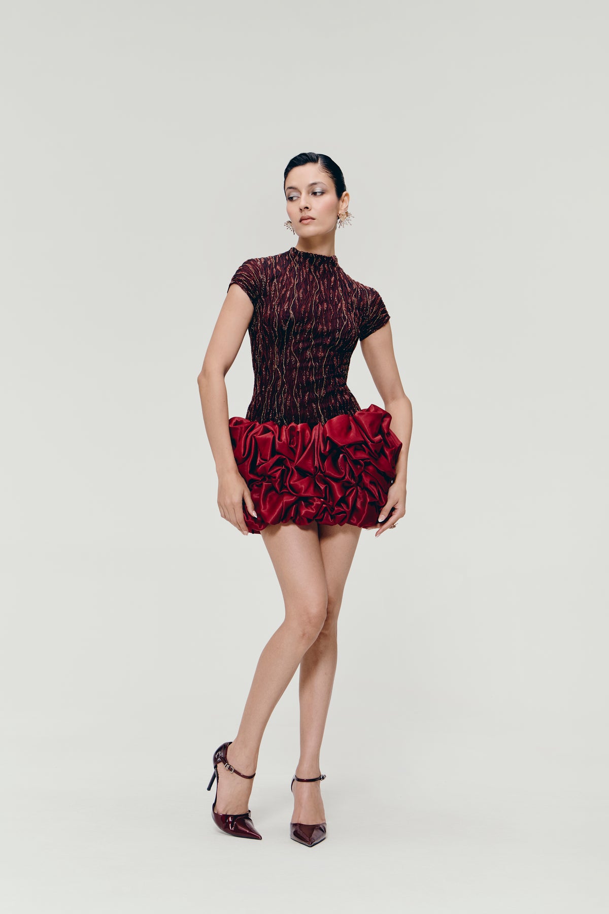 Hand Embroidered Zari Dress in Black