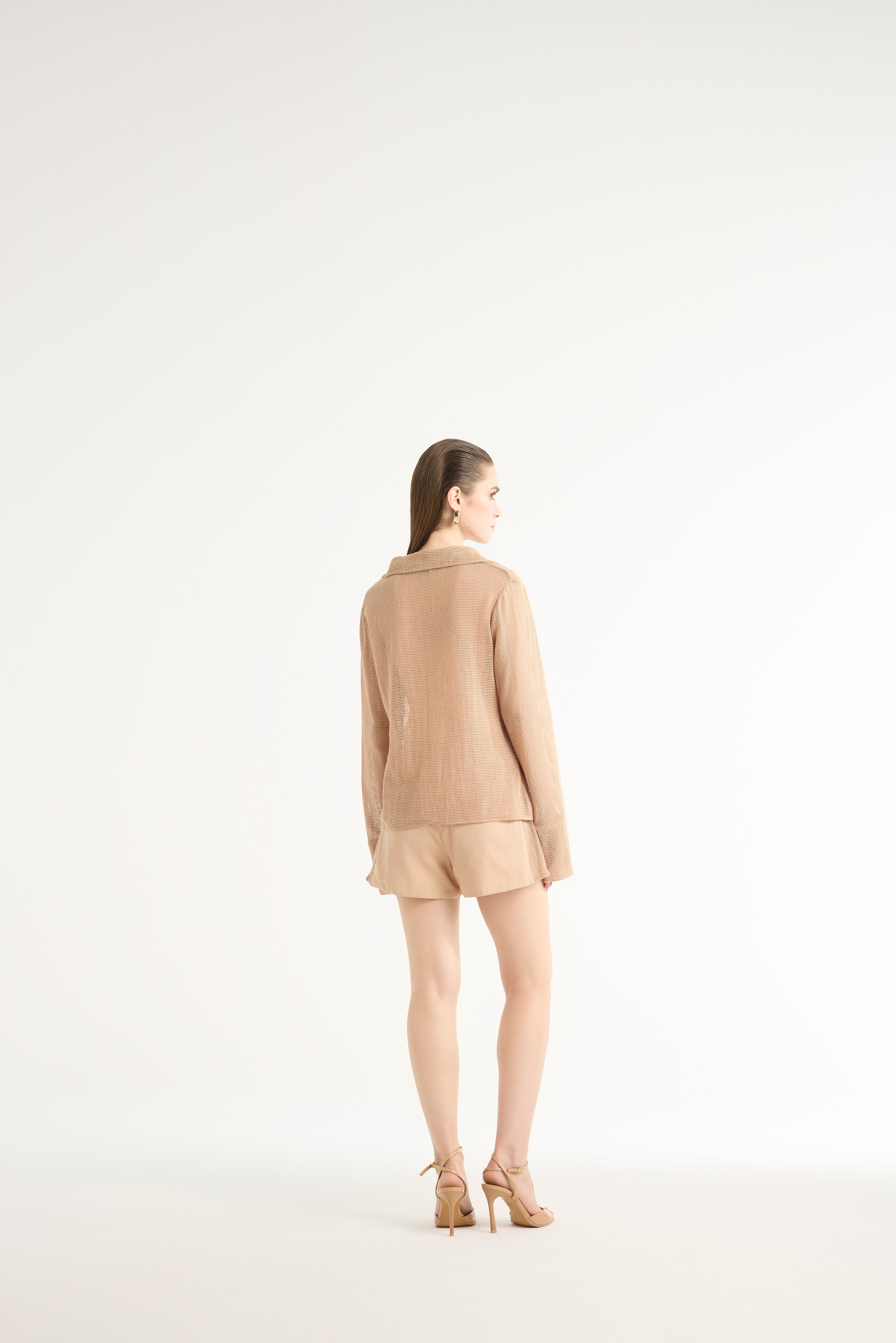 Paneled Summer Shorts in Beige