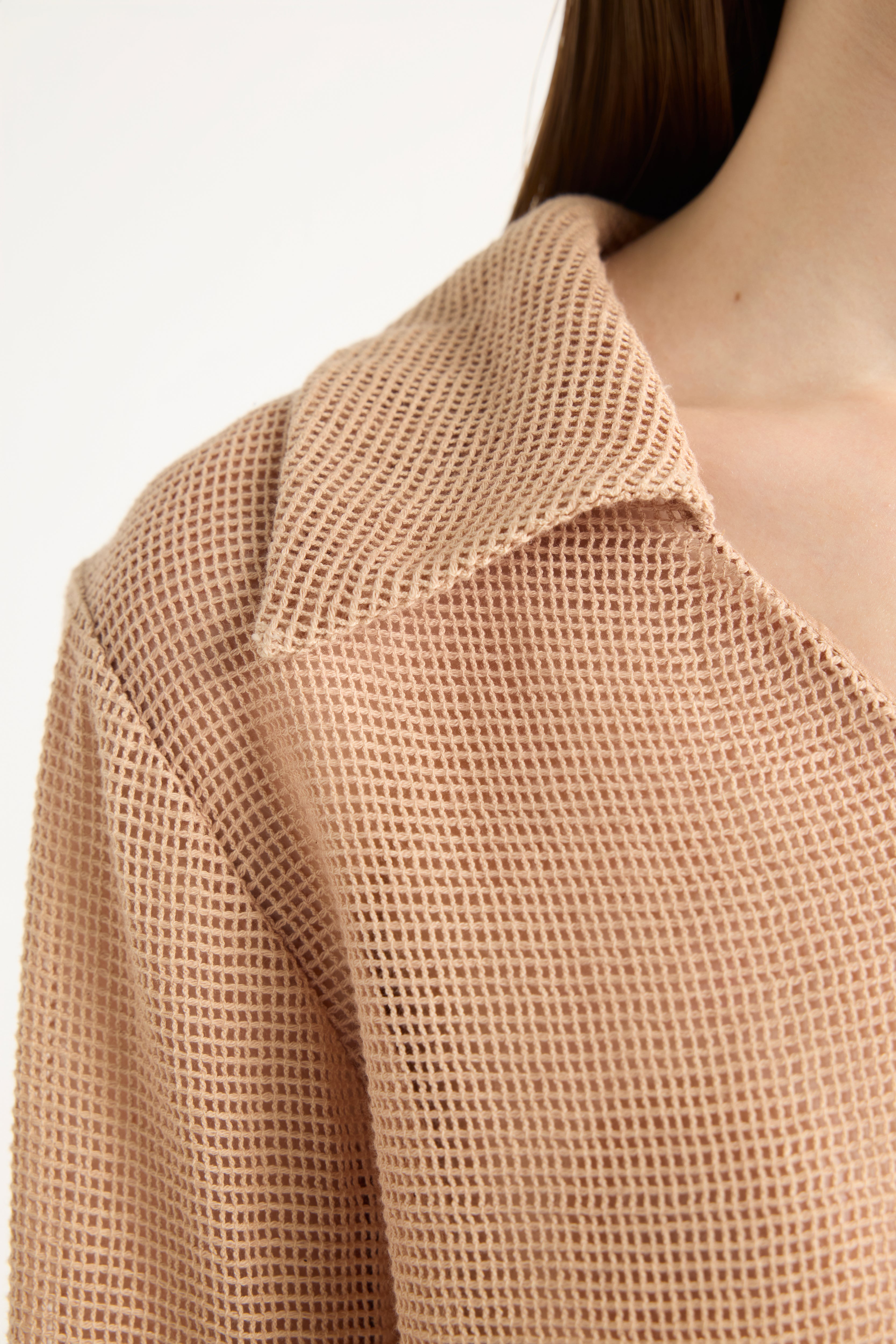 Mesh Oversized Shirt in Beige