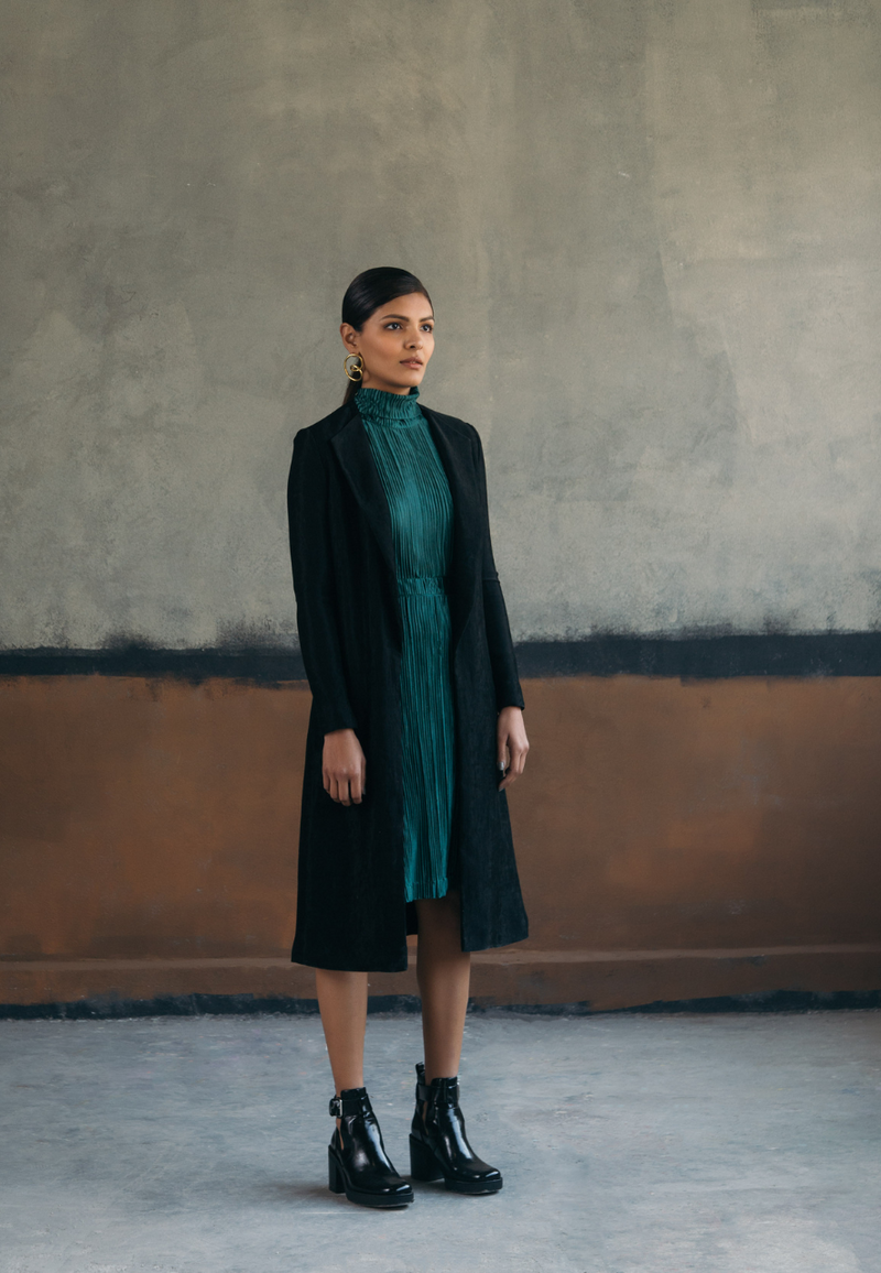 PLEATED JERSEY JACKET IN Black MADE TO MEASURE