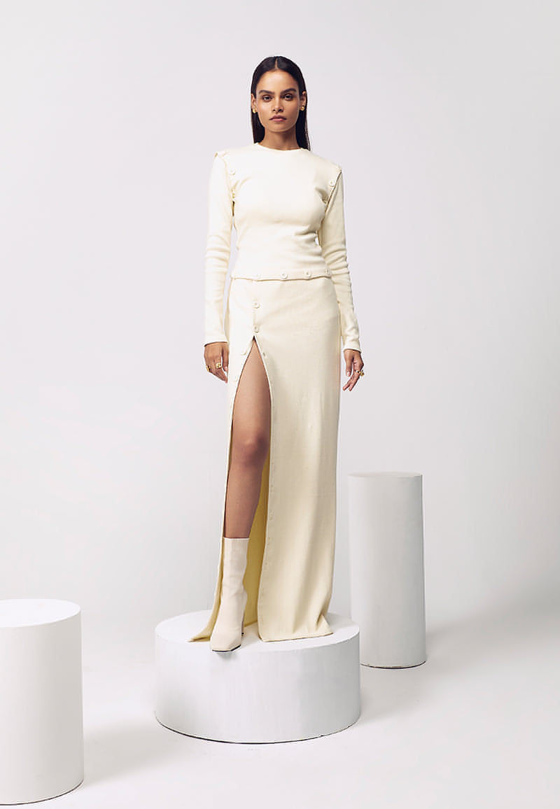 Rib-Knit Maxi Dress in Yellow Rib-Knit Maxi Dress in Yellow