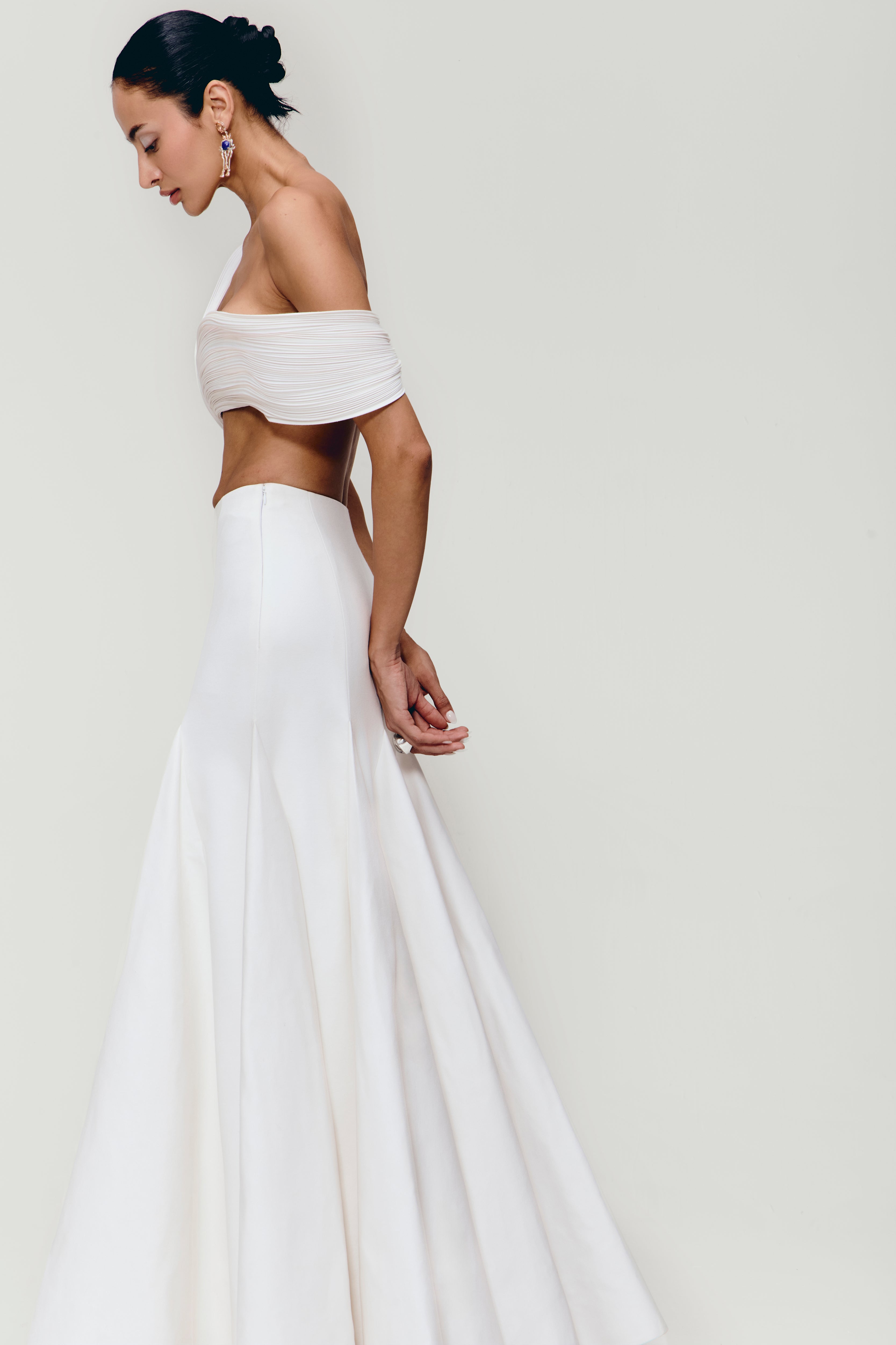 Contour Panel Skirt in White