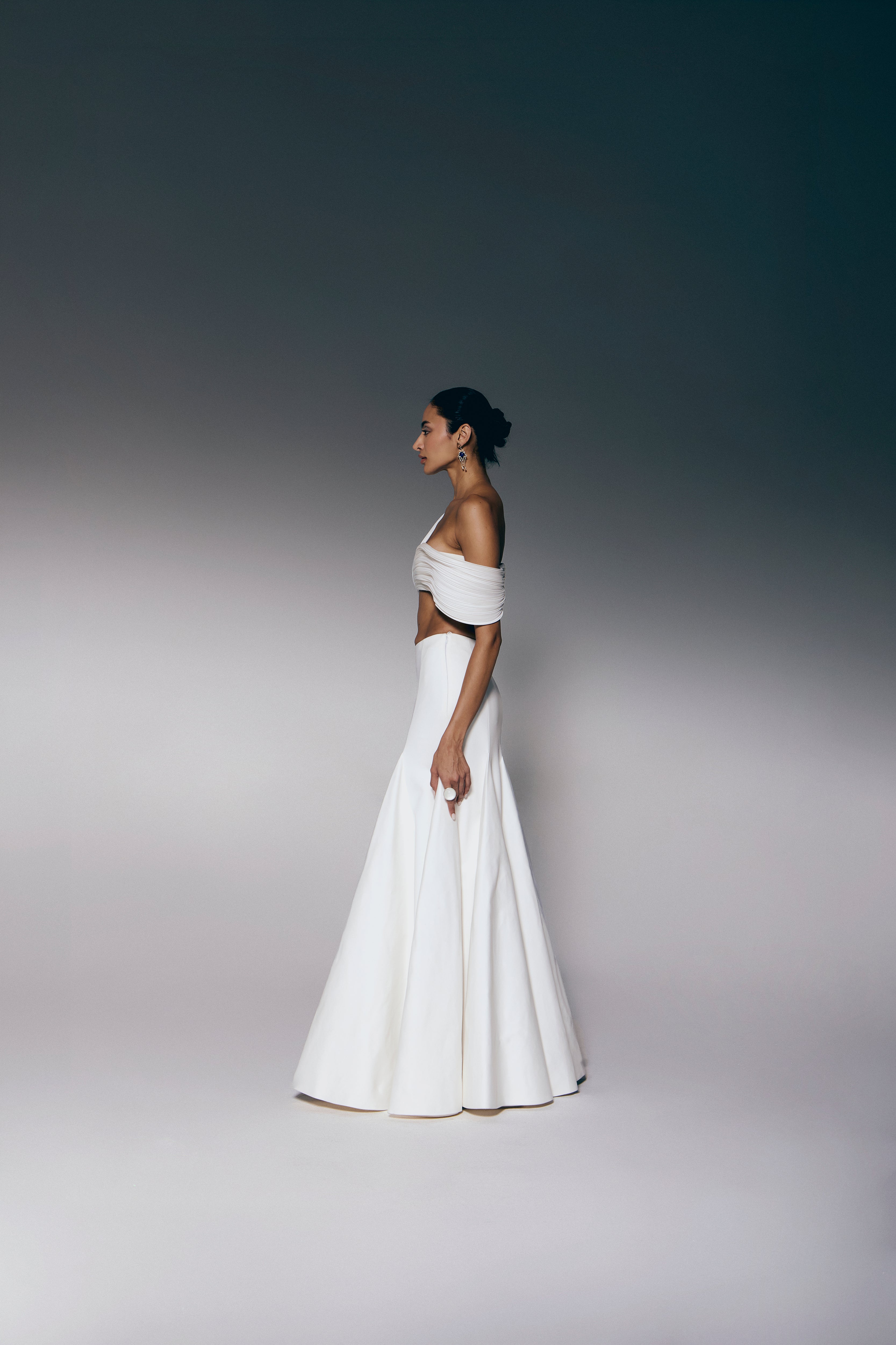 Contour Panel Skirt in White