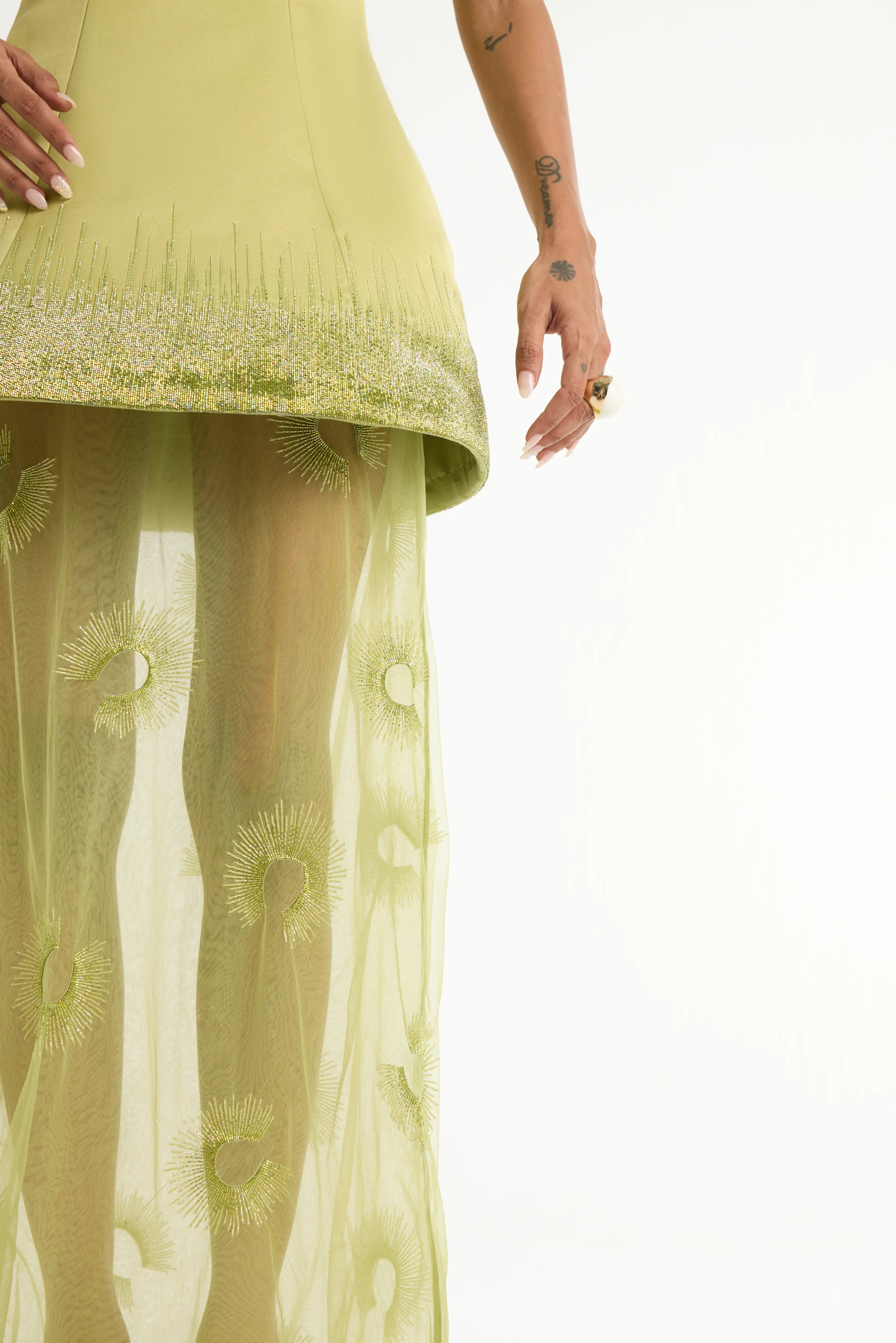 Bandeau Embroidered Maxi in Green