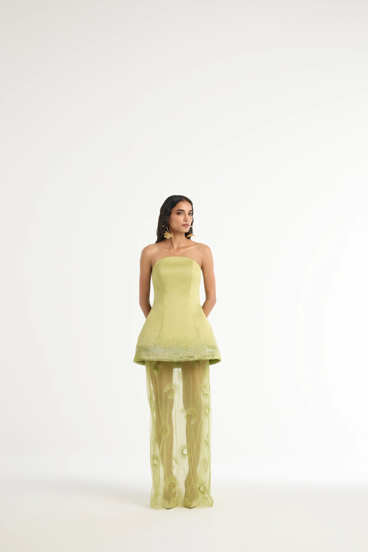 green bandeau dress Embroidered Maxi in _product_type:ecom