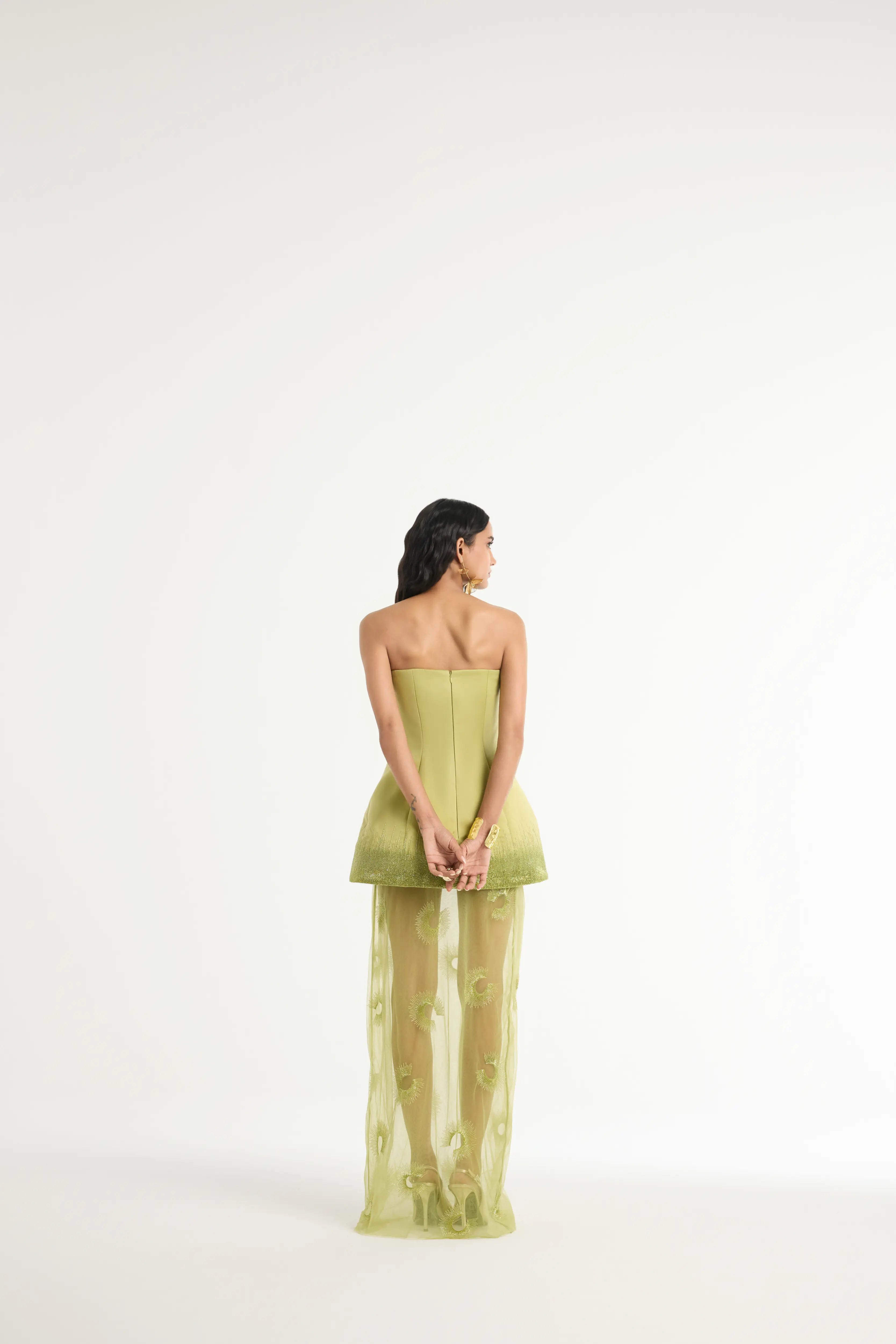 Bandeau Embroidered Maxi in Green