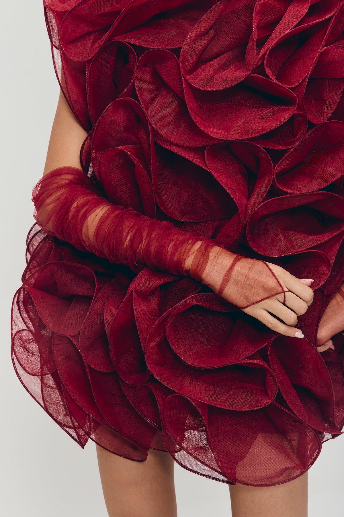 Architectural Mini Dress in Crimson