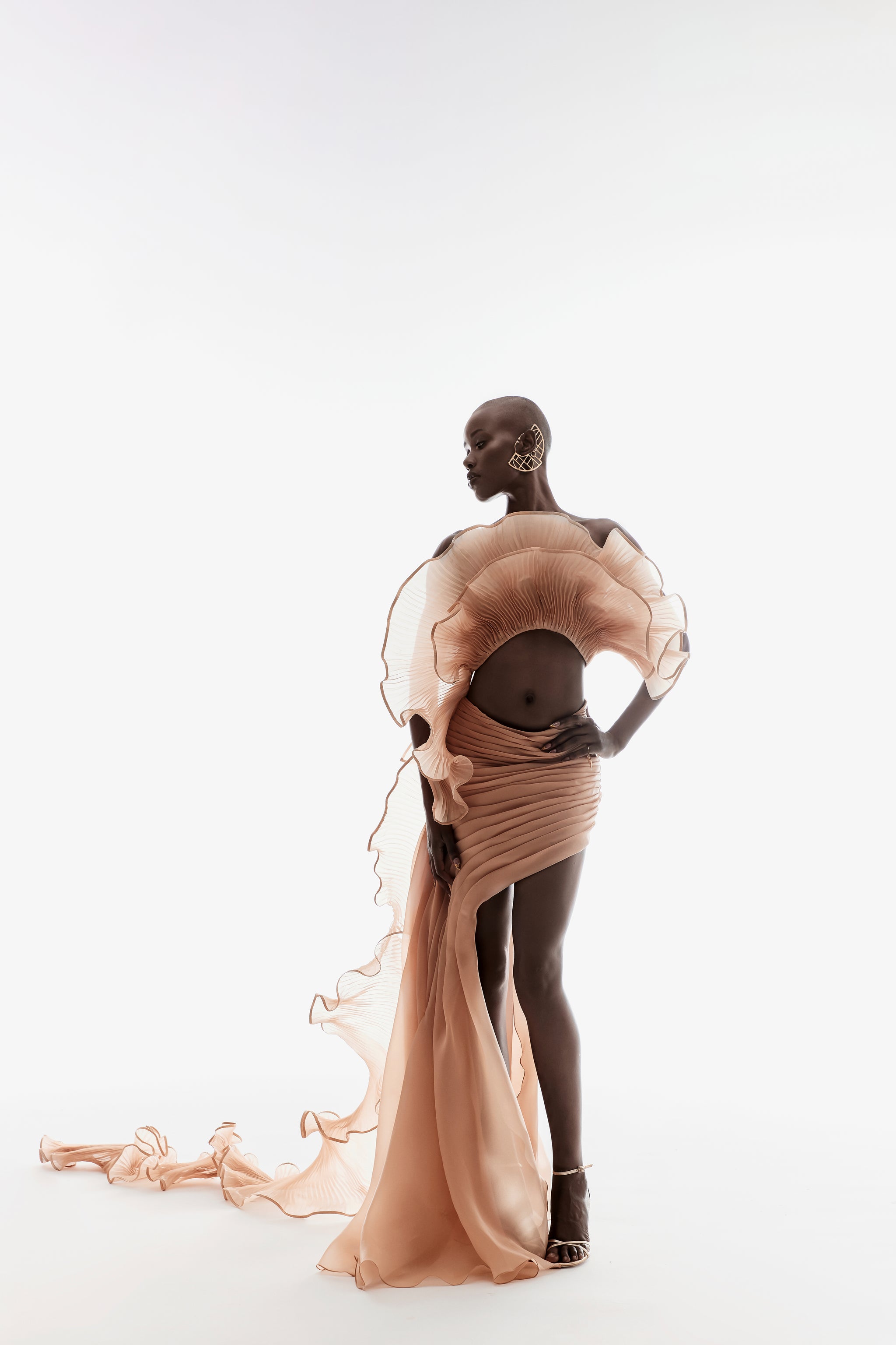 Solid Pleated Cut-Out Maxi Dress main image 1