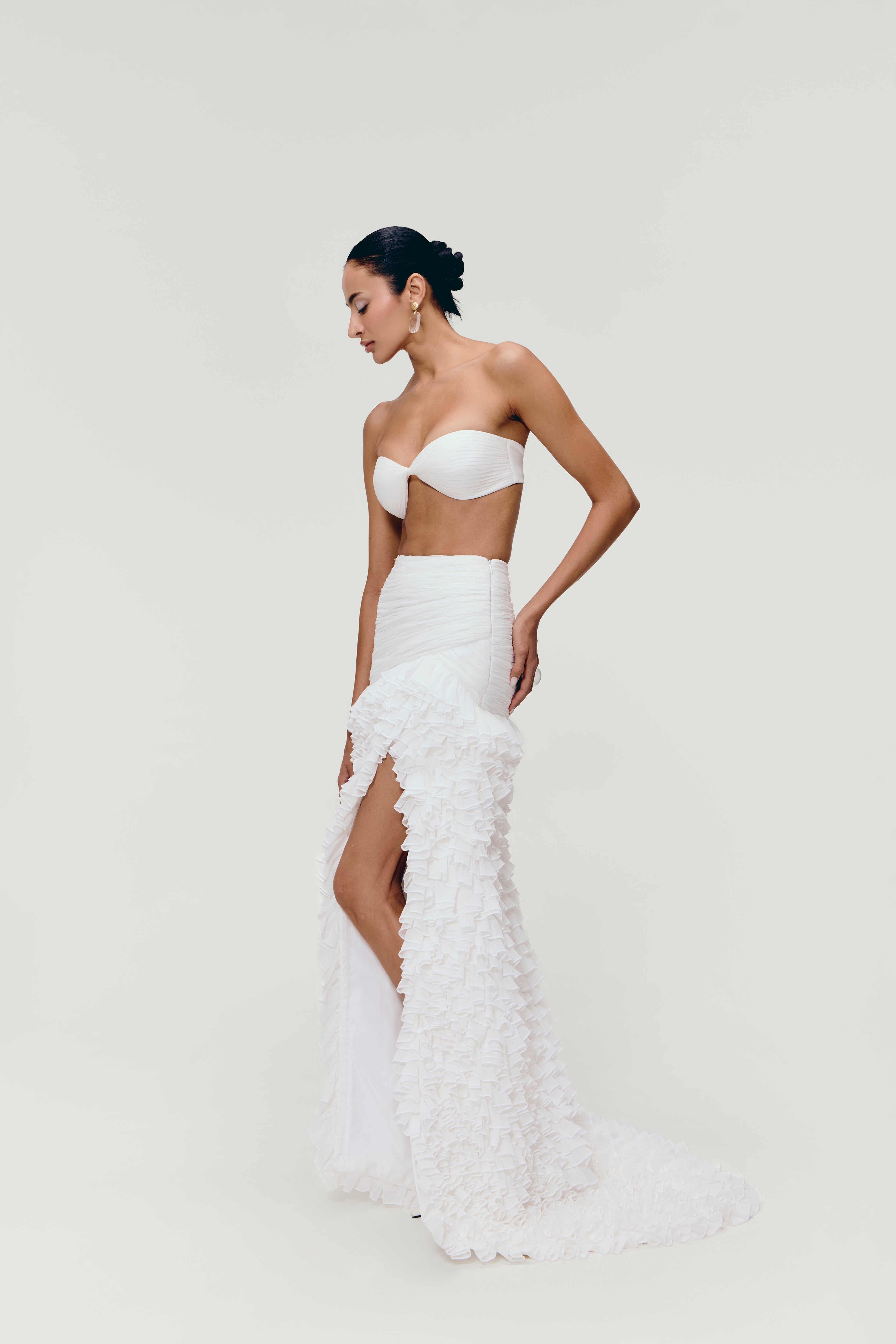 Hand Pleated Bustier in White