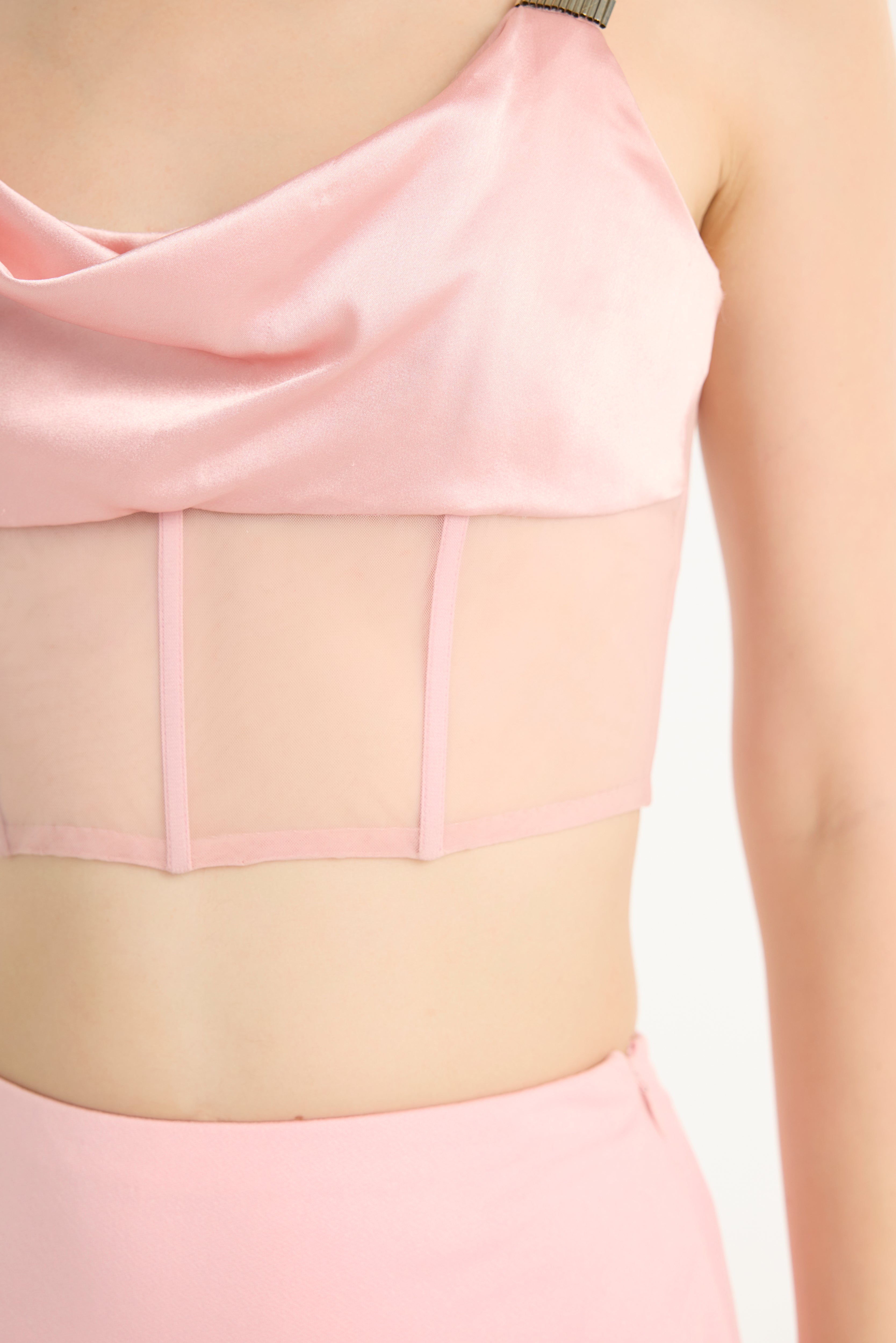 Embellished Cowl Bustier in Pink