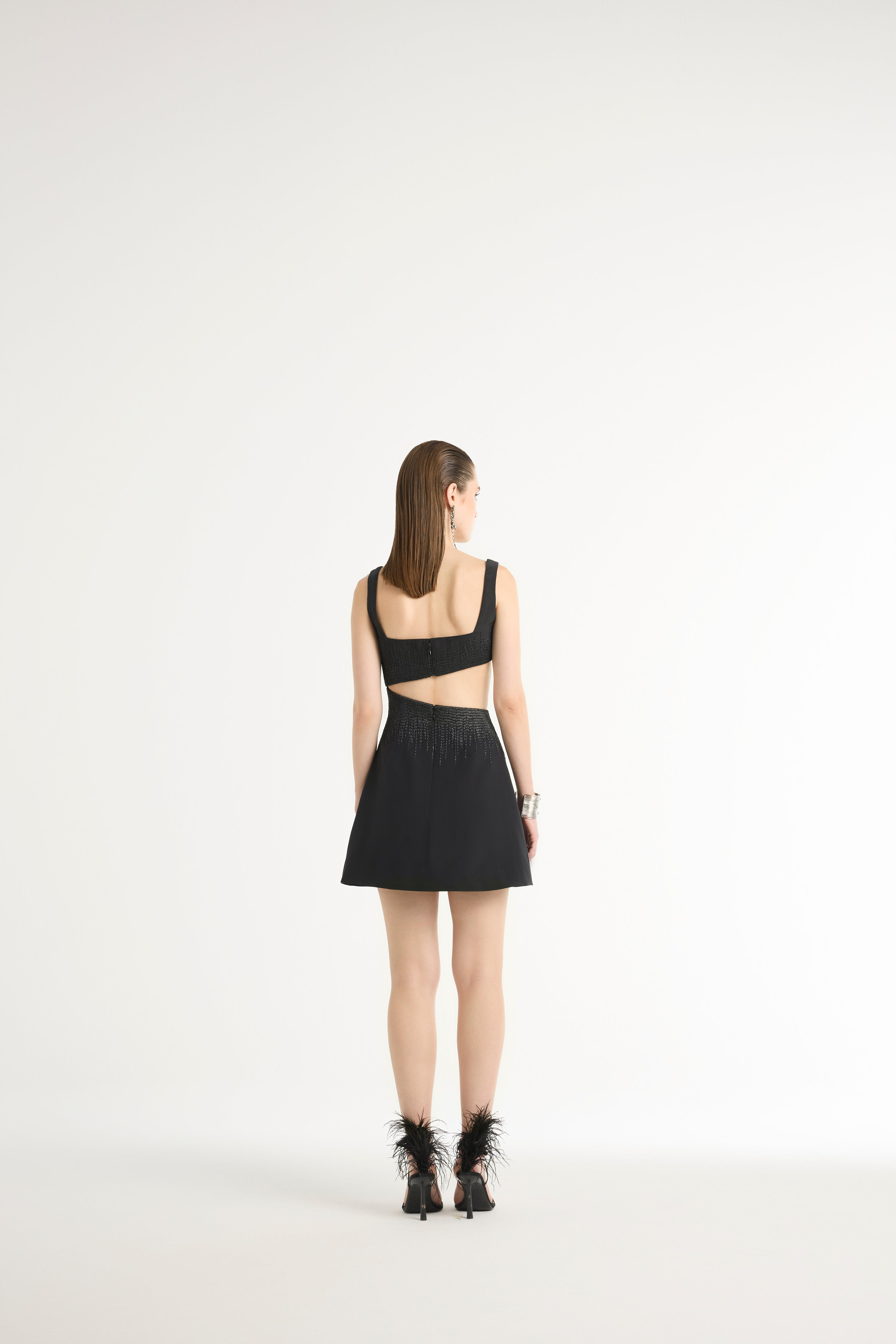 Raffia Mini Dress in Black