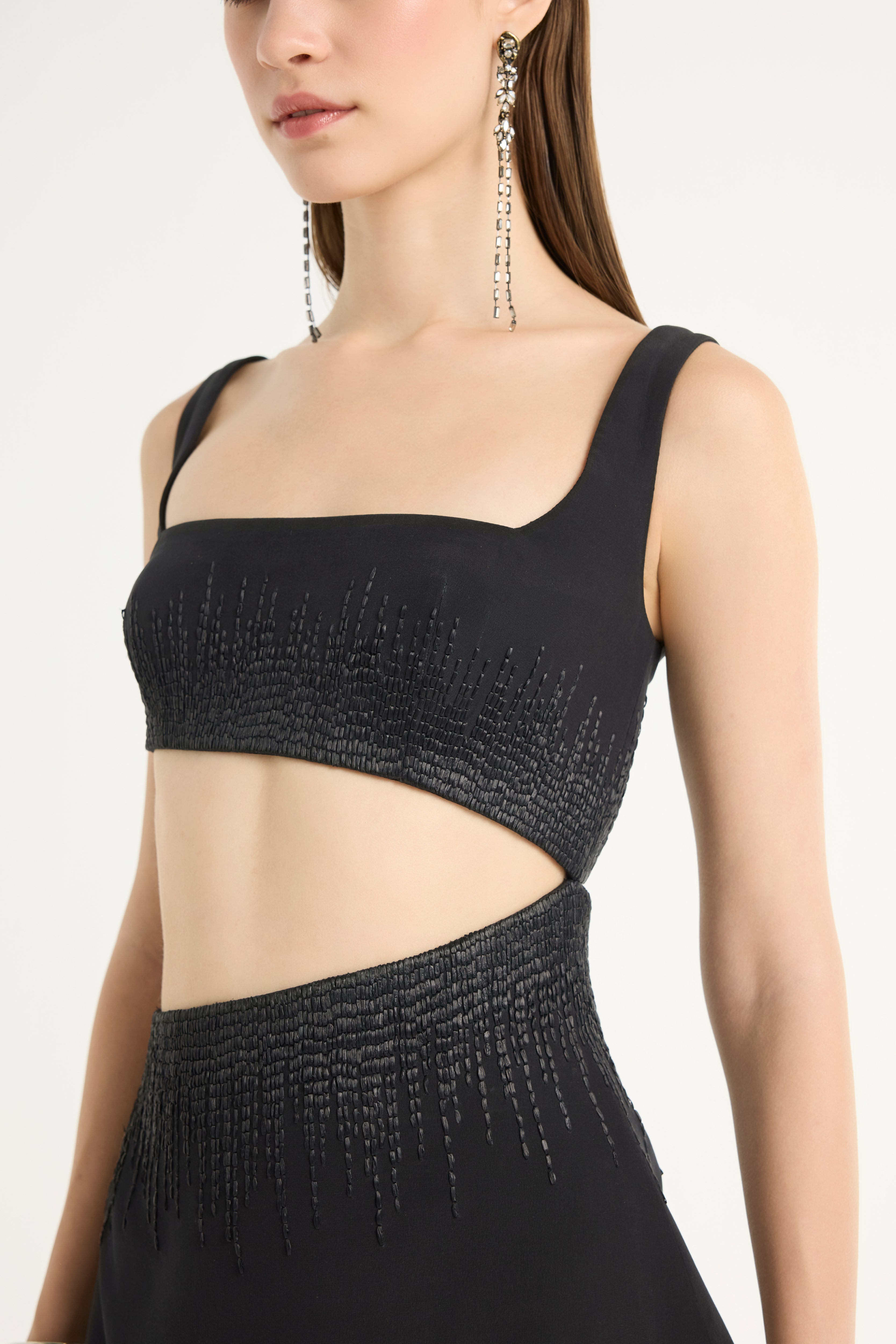 Raffia Mini Dress in Black