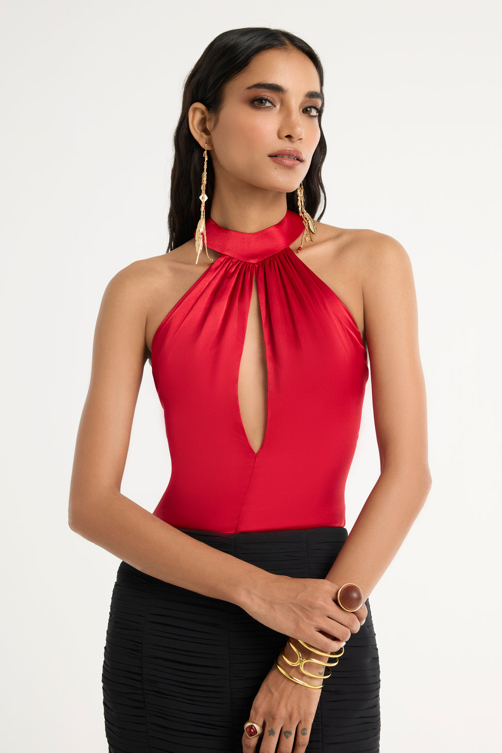 white christmas dresses Amelita Suiting Halter Top / Black | Meshki