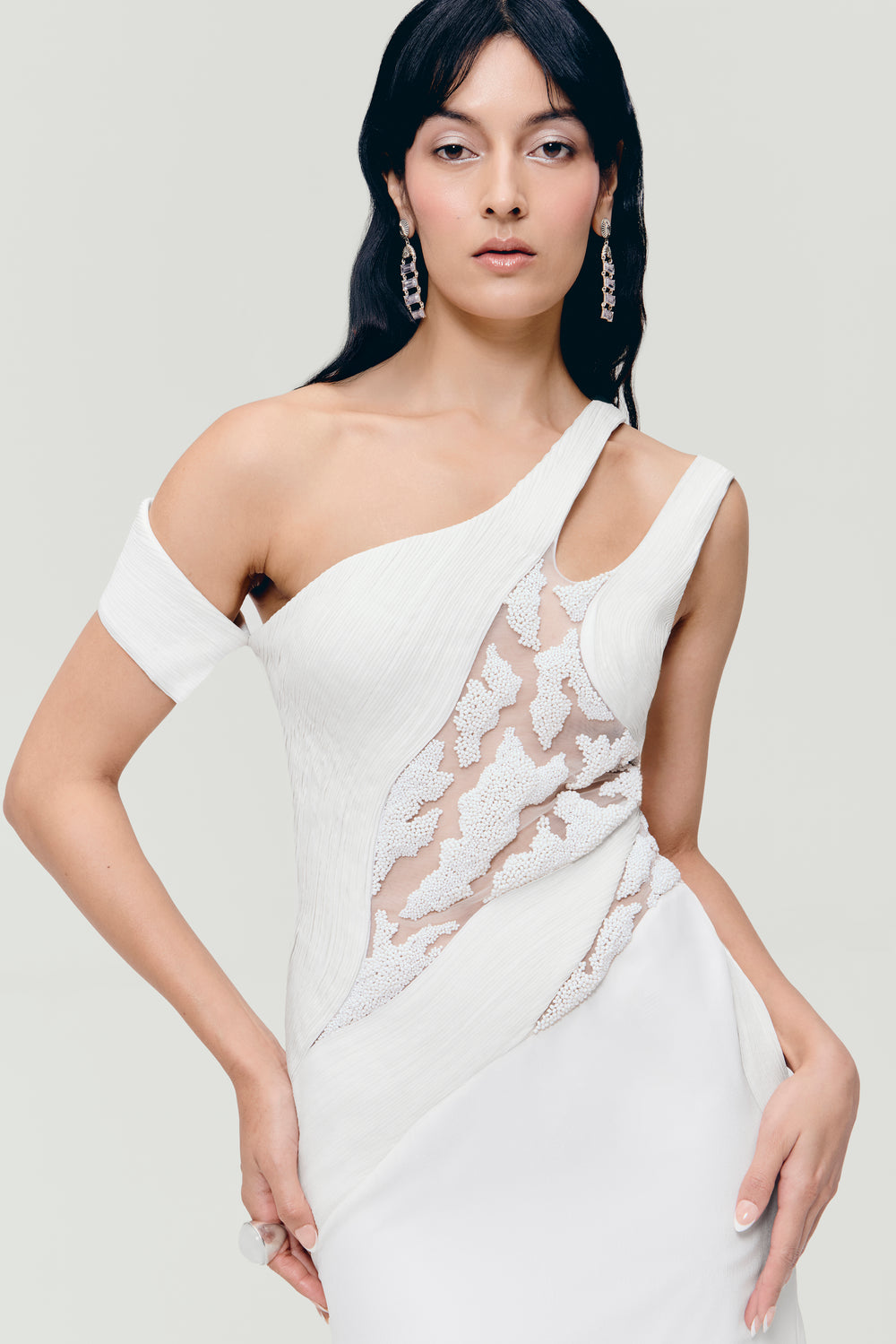 Gres Pleated Gown in White