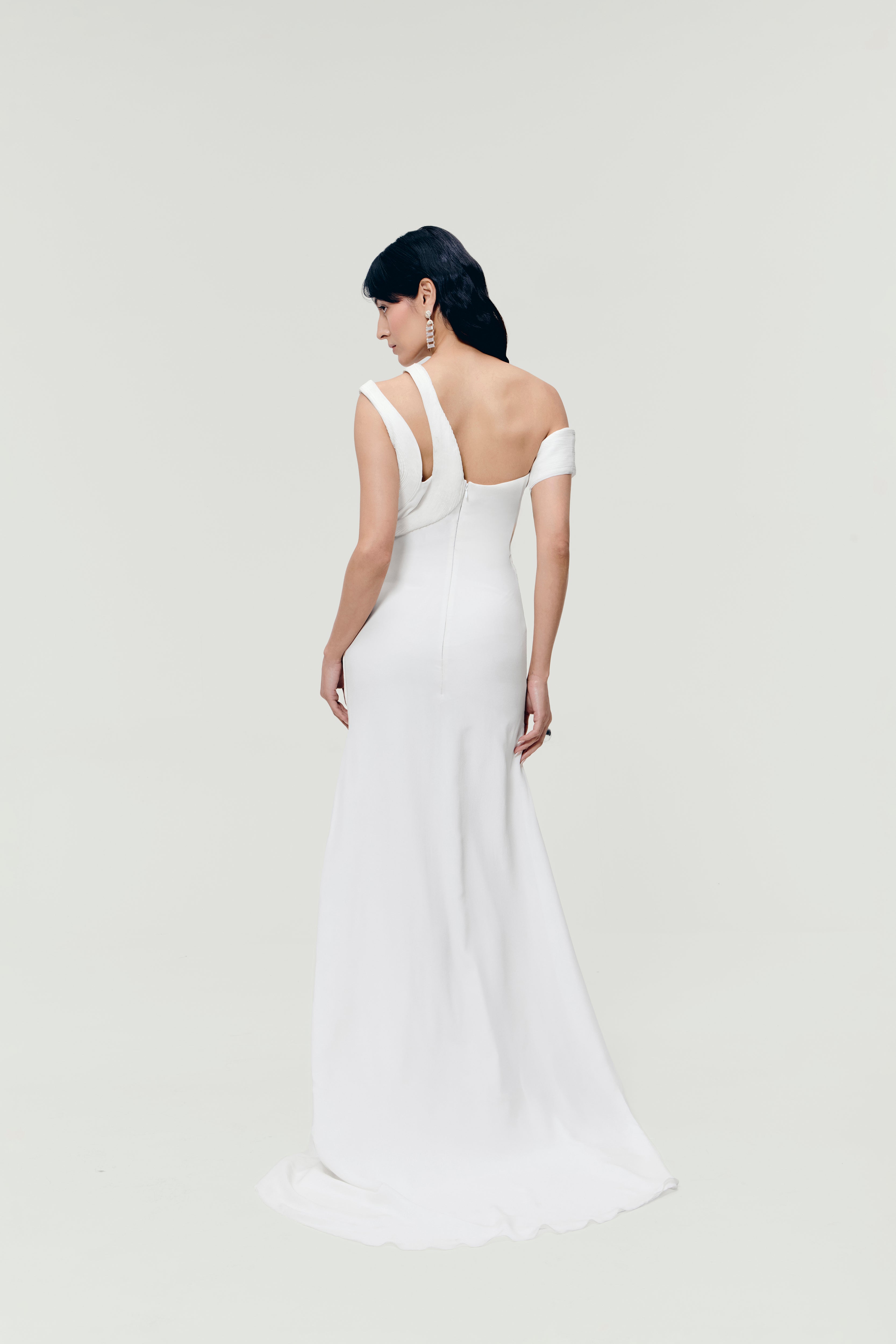 Gres Pleated Gown in White