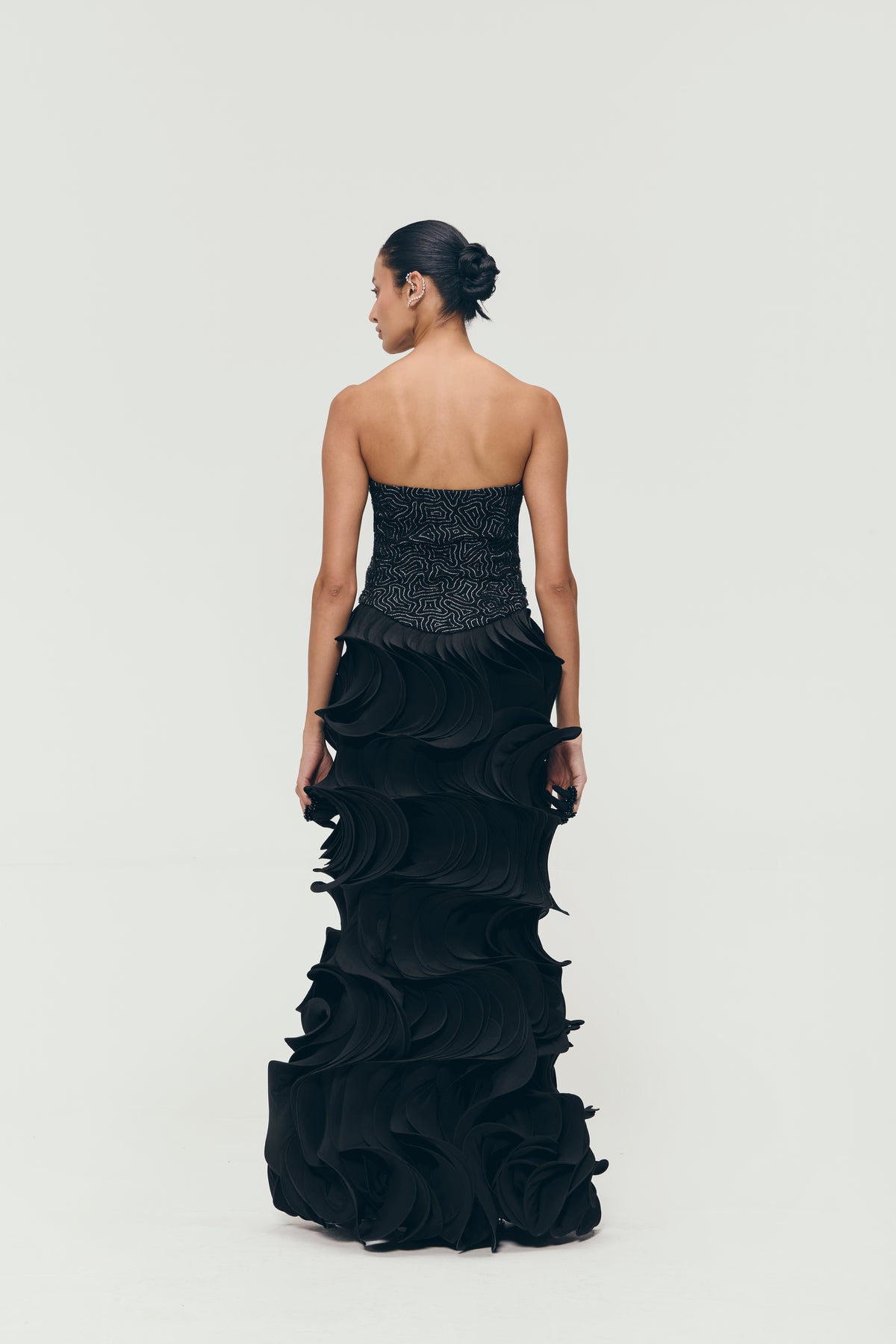 Vortex Ruffle Gown in Black
