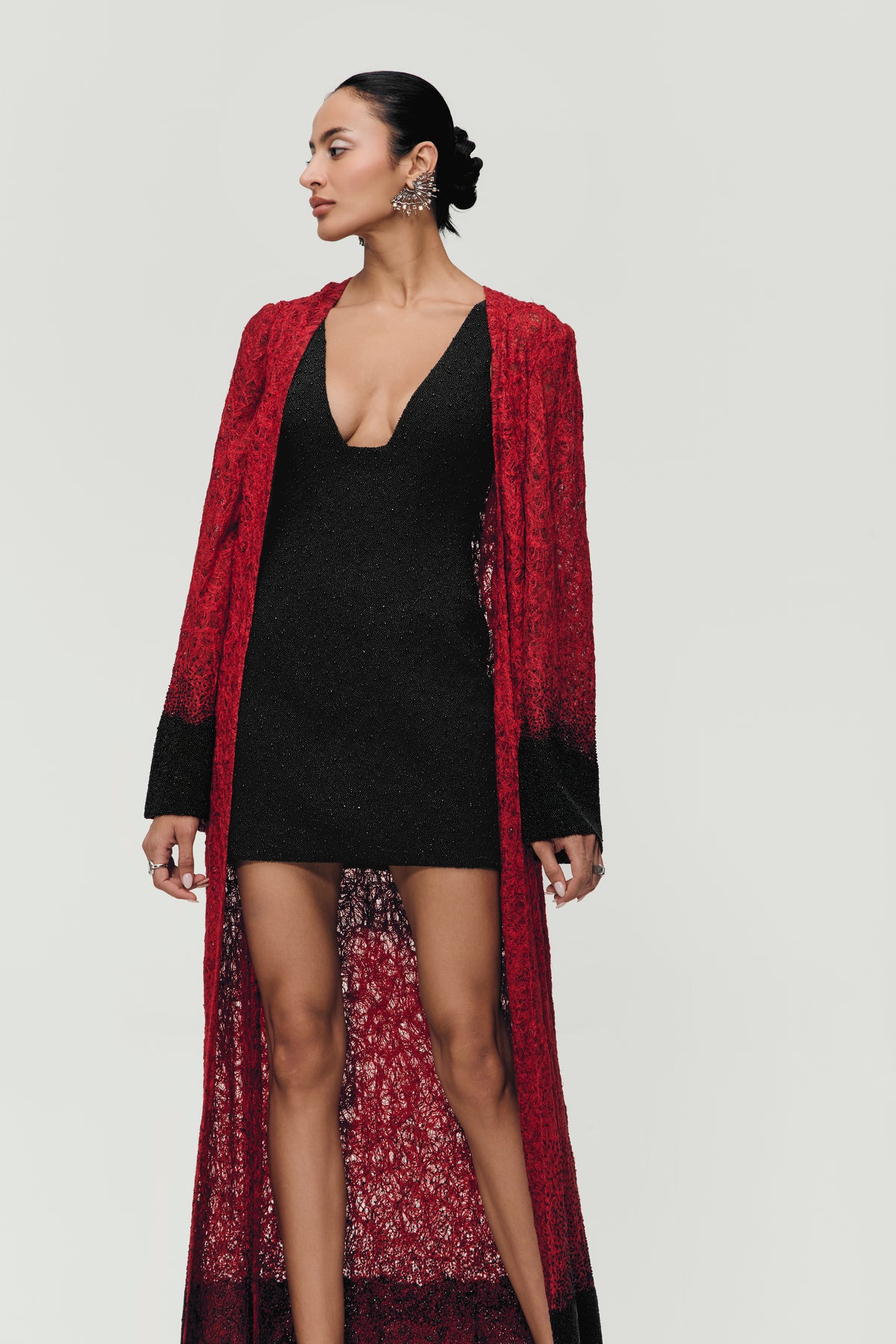 Hand Felted Gradient Jacket in Red