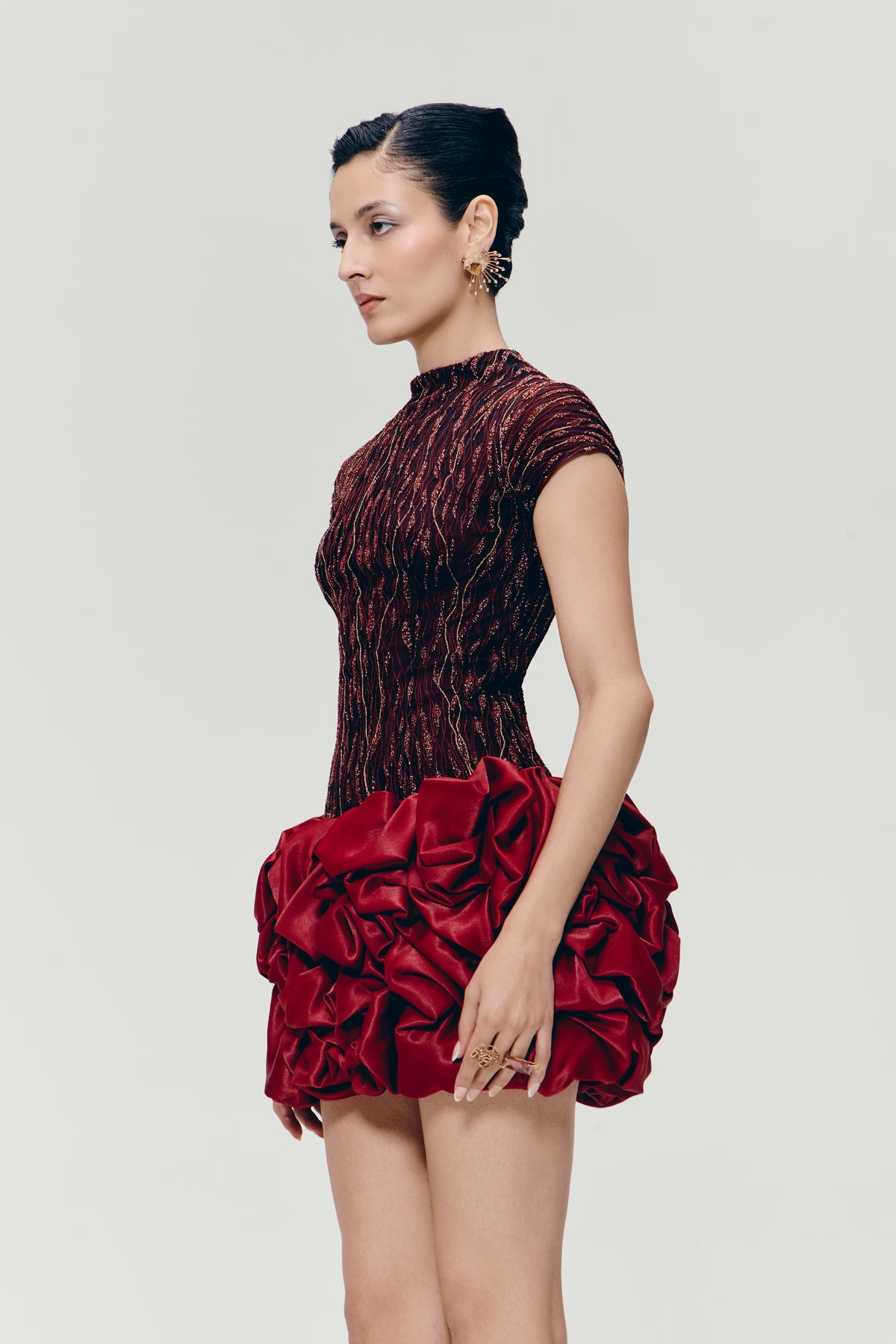 Hand Embroidered Zari Dress in Black