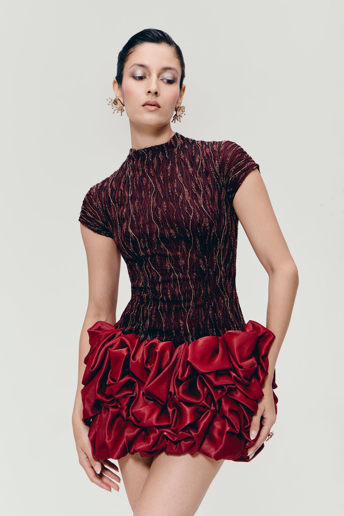 Hand Embroidered Zari Dress in Black