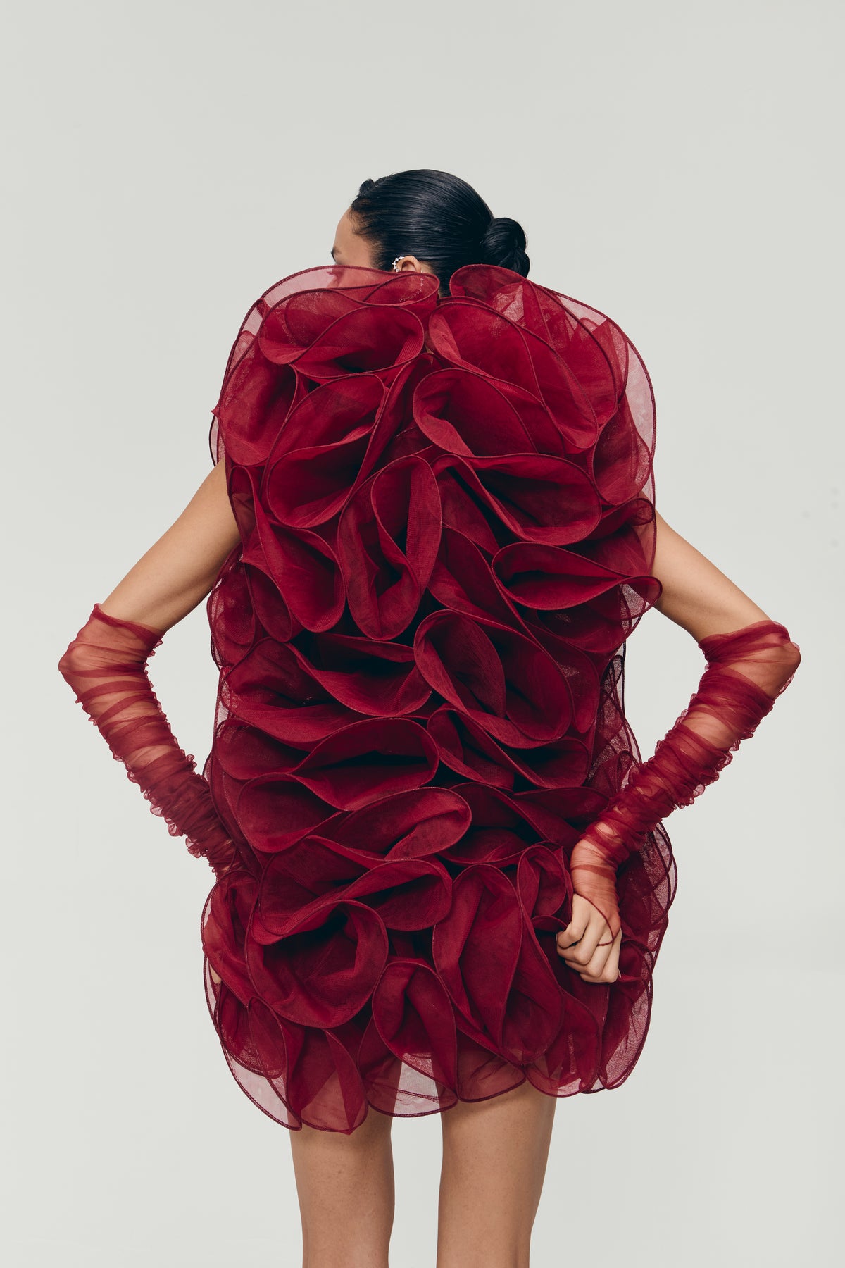 Architectural Mini Dress in Crimson