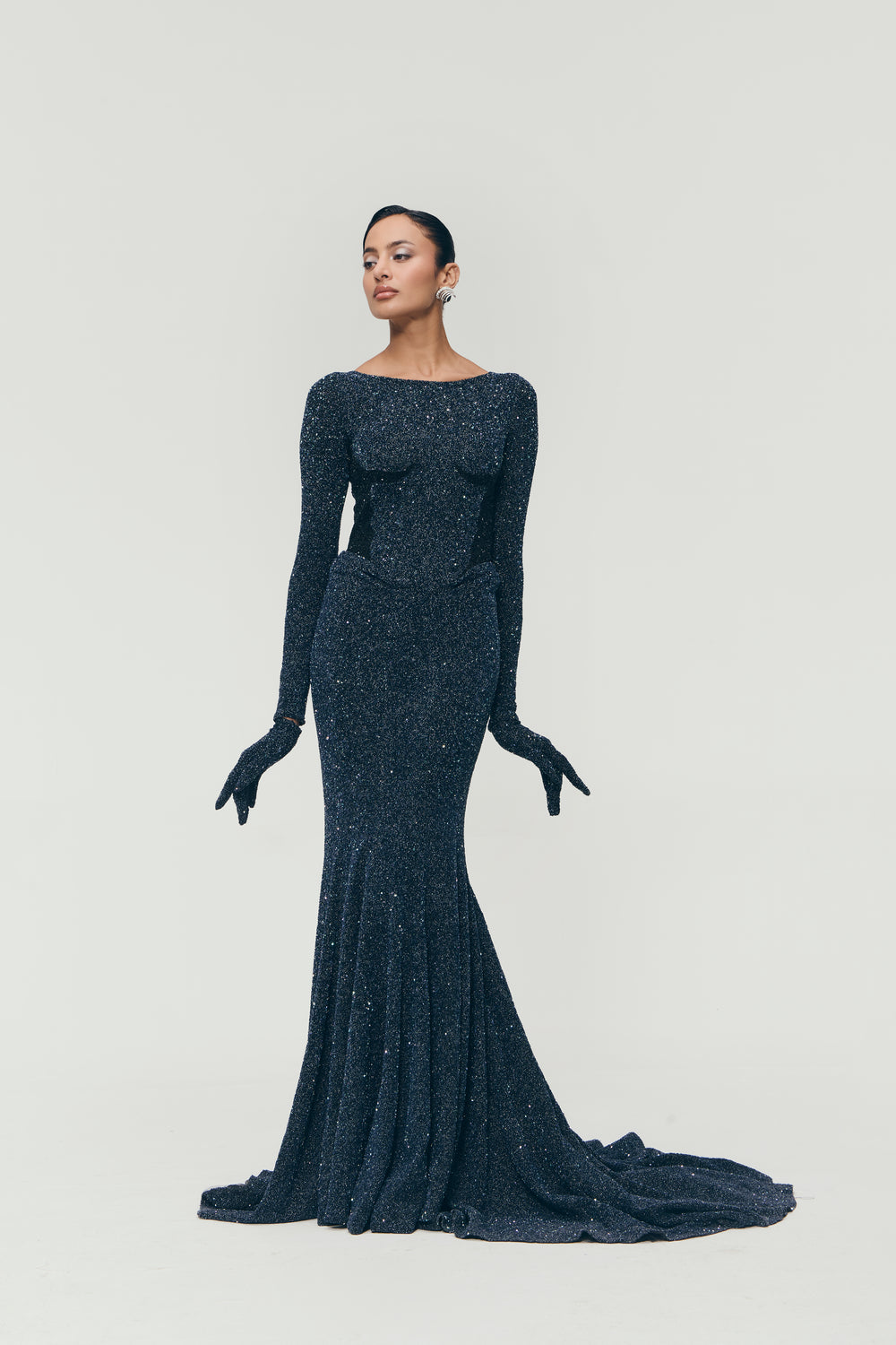 Celestial Embroidered Gown in Blue