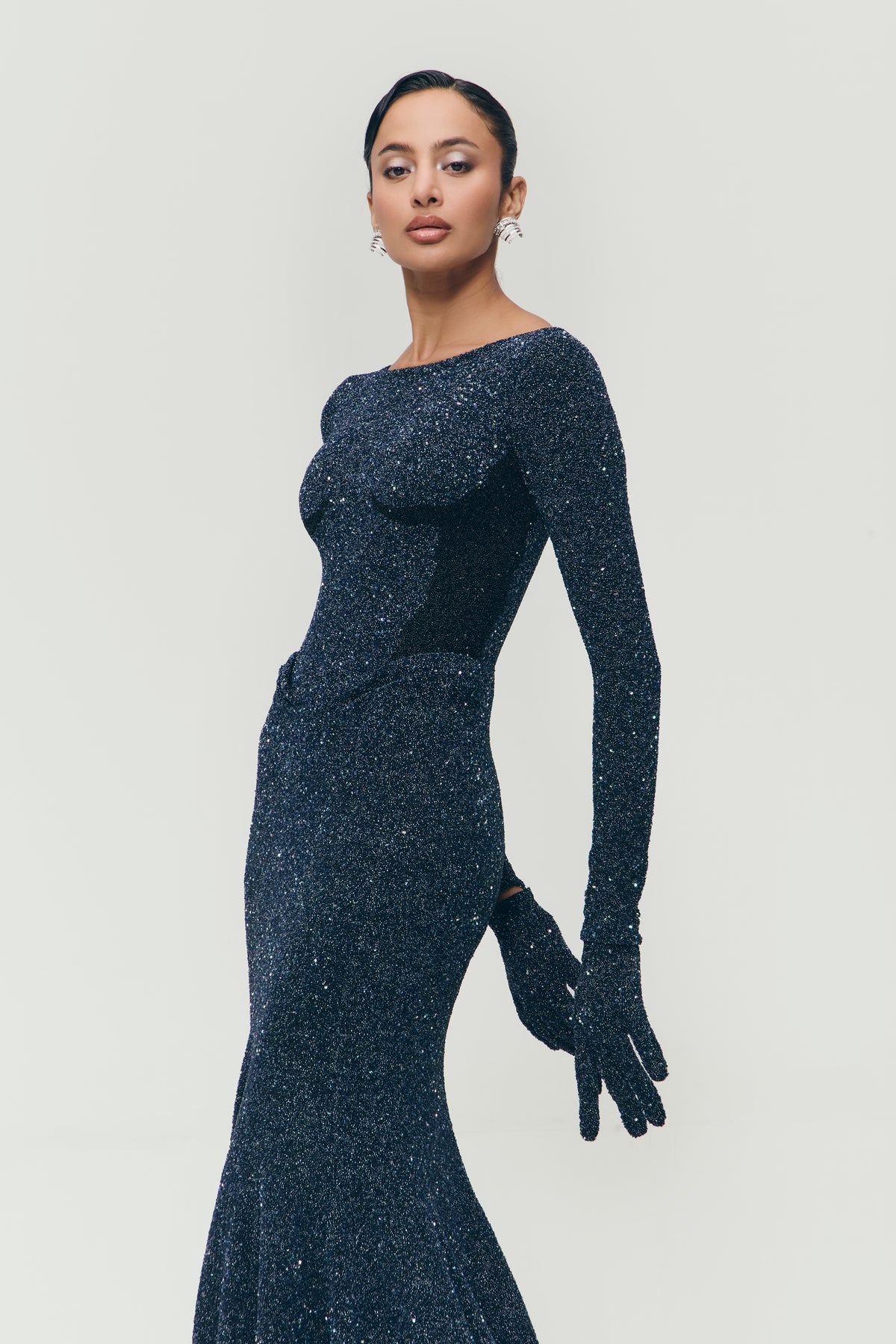 Celestial Embroidered Gown in Blue