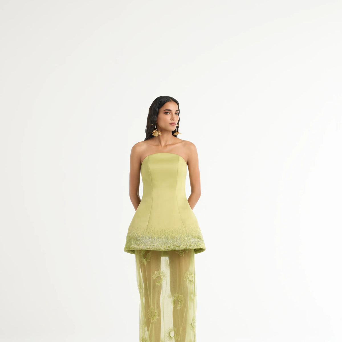 Bandeau Embroidered Maxi in Green